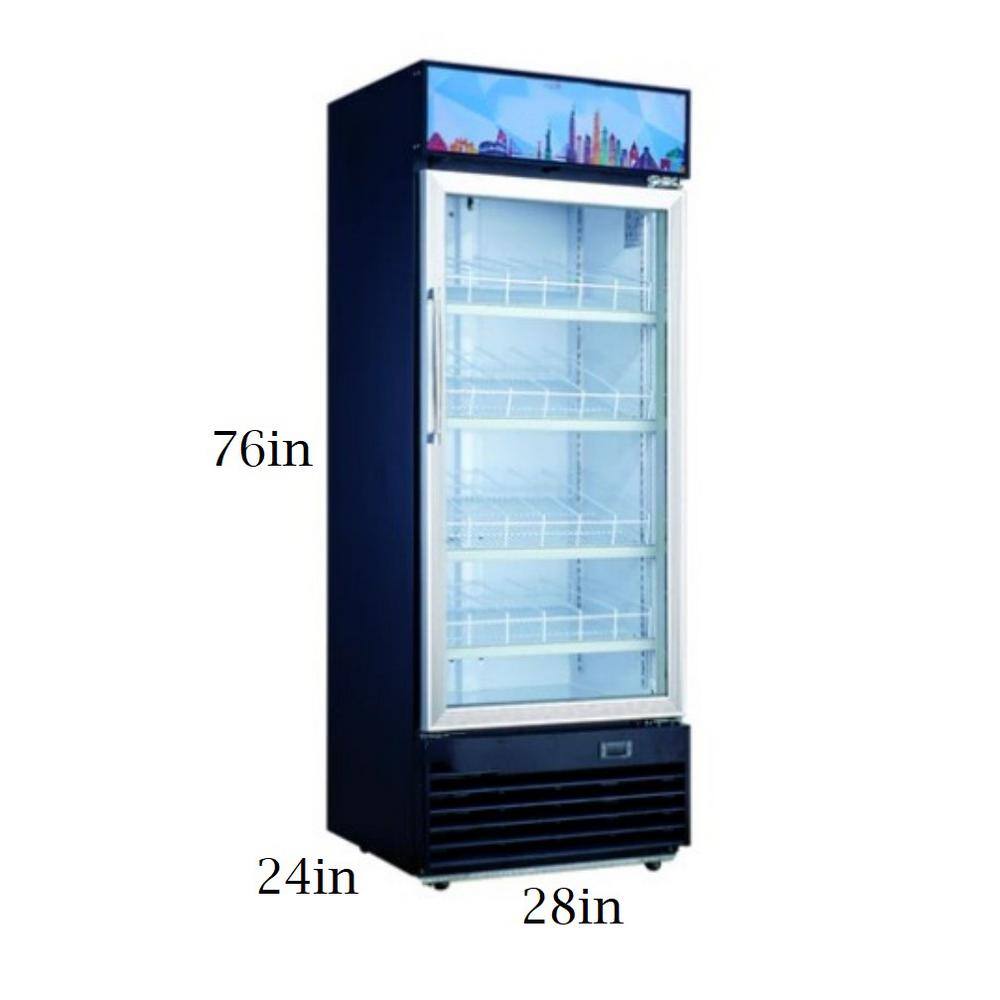 Cooler Depot 28 in. W 14.7 cu. ft. Upright Commercial One Single Glass Door Refrigerator in Black DXXDSM-15R