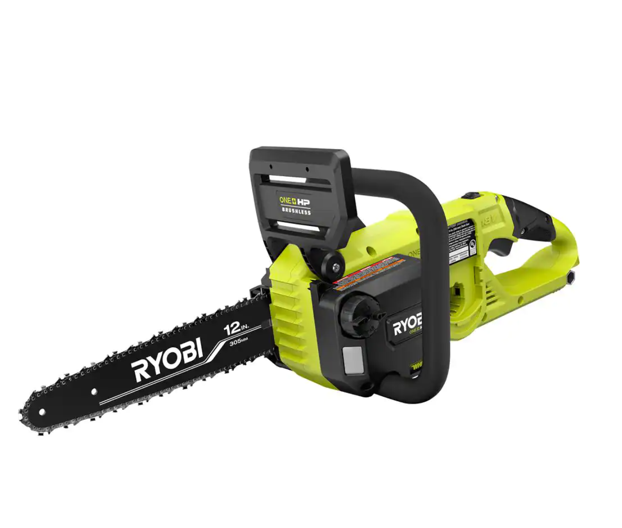 RYOBI P2570 ONE+ HP 18V Brushless Whisper Series 12 in. Cordless Battery Chainsaw with 6.0 Ah Battery and Charger