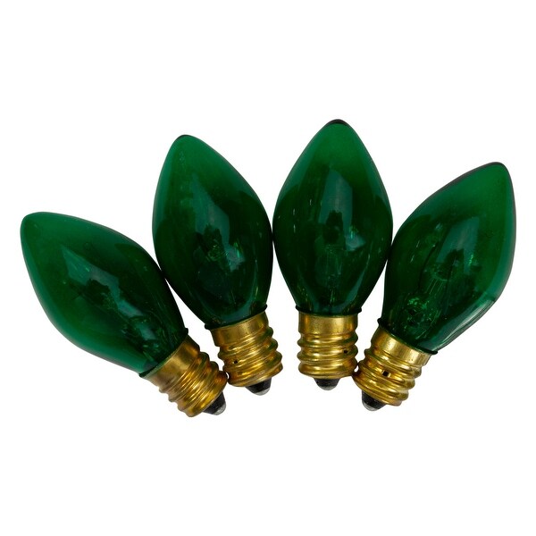 Set of 4 Green C7 Transparent Christmas Replacement Bulbs