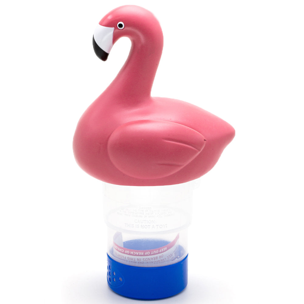 WWD POOL Chlorine Dispenser Floating Pool Bromine Holder for 3" Chemical Tablets Flamingo