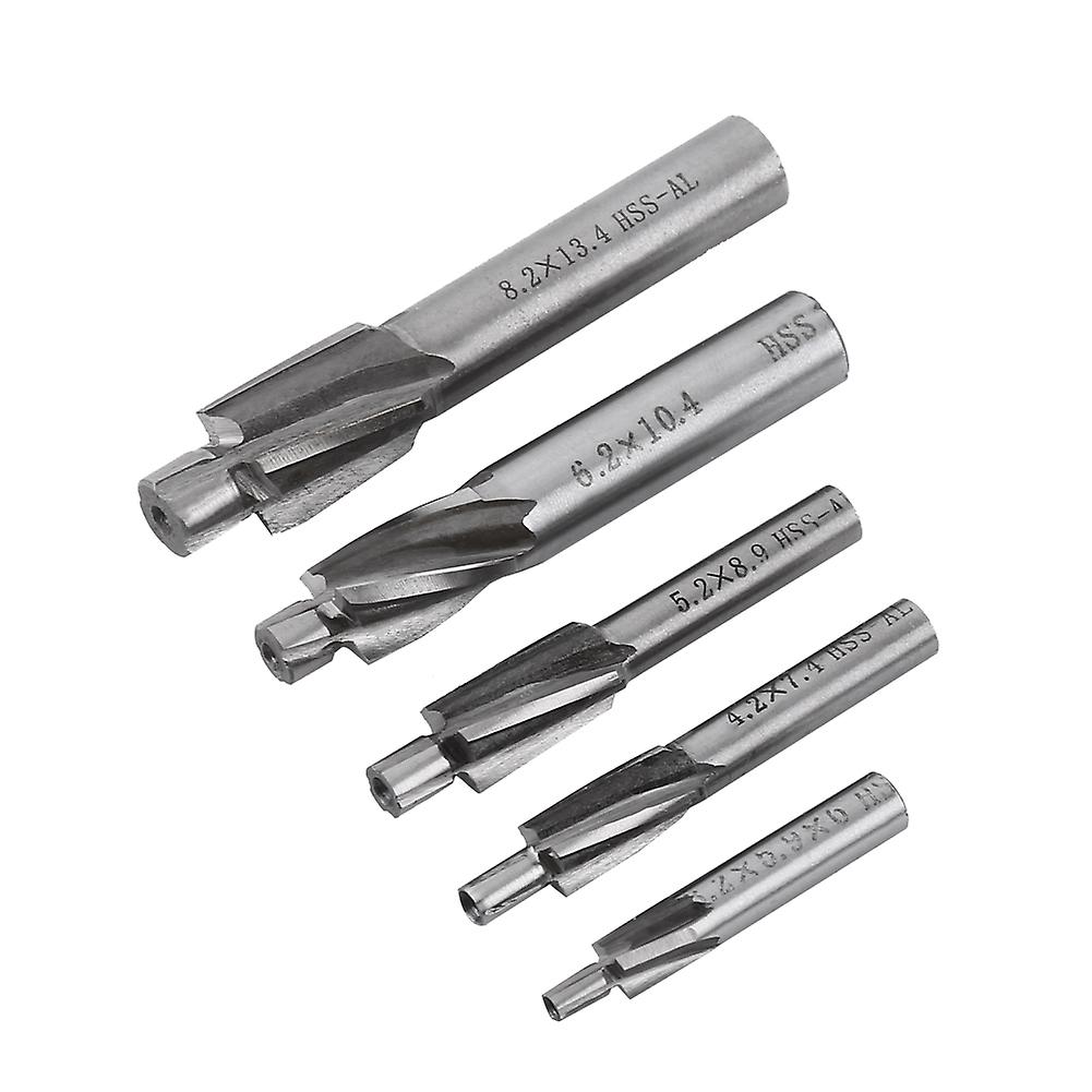 5pcs Countersink End Mill Cutter Slot Drill Bits Tool M3-m8 4 Flutes Hss-al