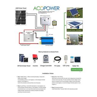 ACOPower 20-Watt 12-Volt Mono Solar Panel Compatible with Portable Chest Fridge Freezer Cooler HY020-12M