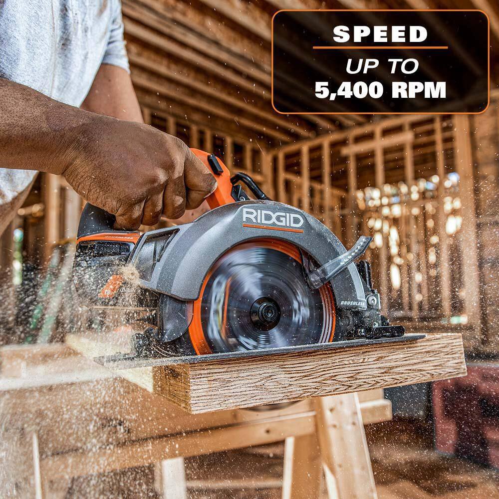 RIDGID 18V Brushless Cordless 18-Gauge 2-18 in. Brad Nailer with Brushless 7-14 in. Circular Saw (Tools Only) R09891B-R8657B