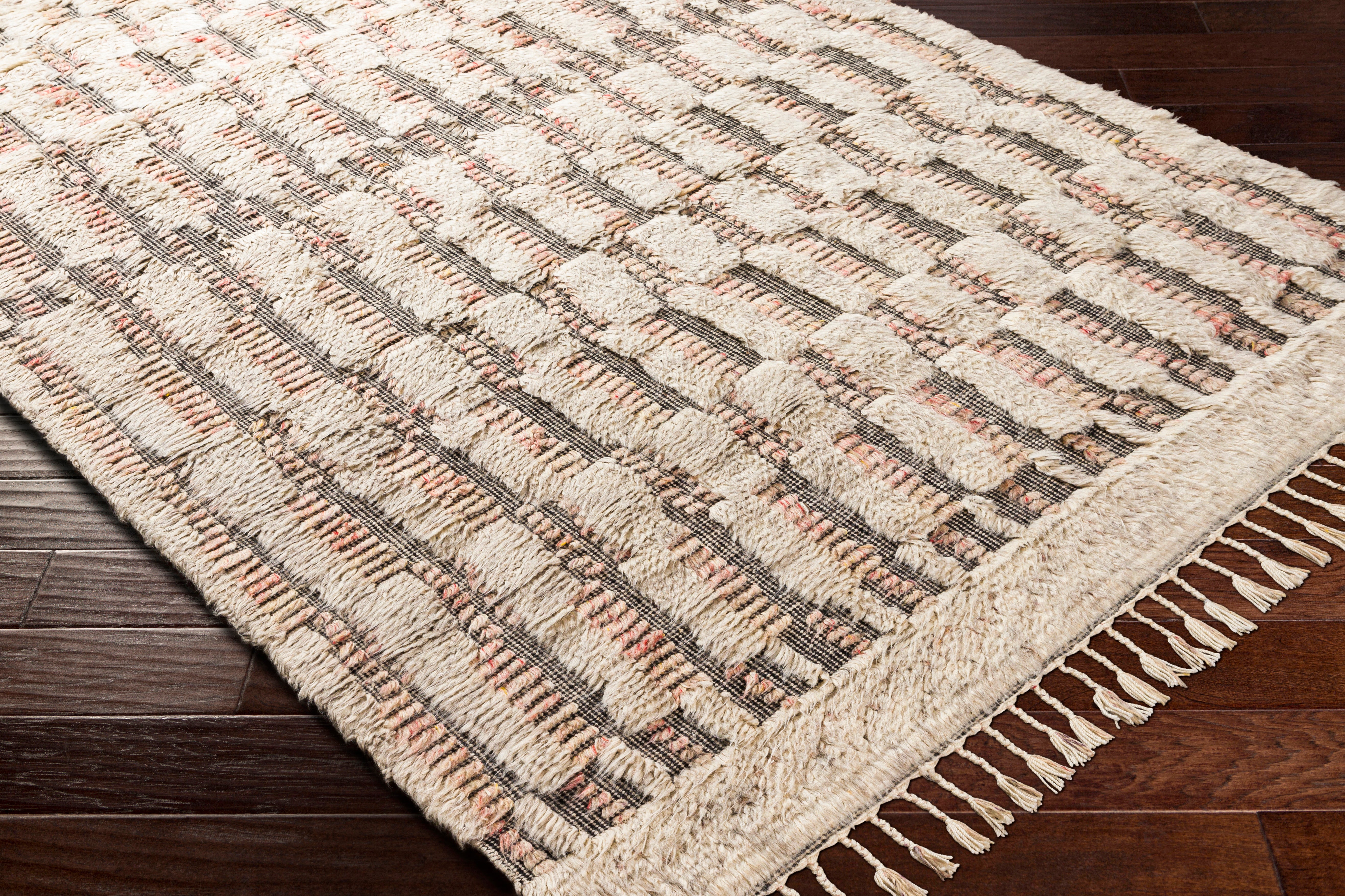 Sahara Hand Knotted Rug in Dark Brown, Pale Pink, Cream, Taupe