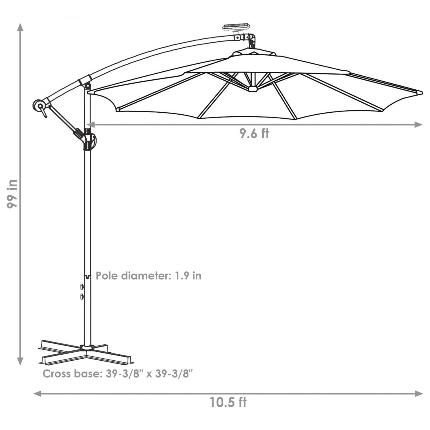 Ultimate Patio 10 Ft. Solar Lighted Octagonal Steel Patio Cantilever Umbrella W/ Crank