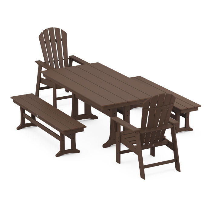 Polywood South Beach 5-Piece Farmhouse Dining Set With Trestle Legs PWS1022-1