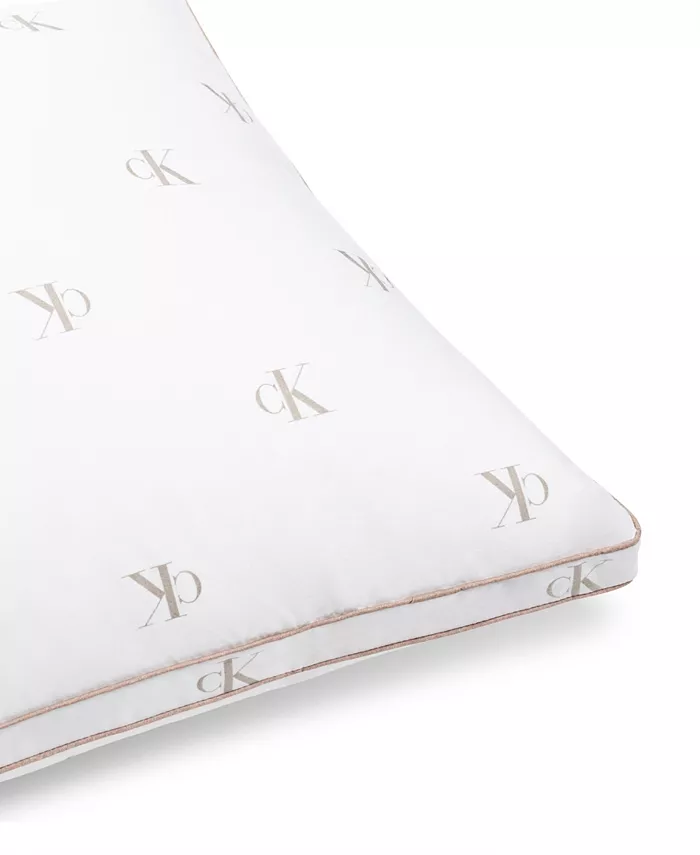 Macy's Calvin Klein Monogram Logo Density Collection Cotton Pillow， Standard Queen