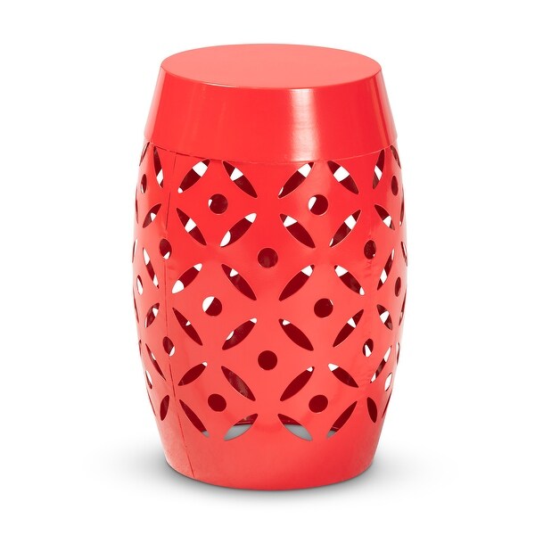 Hallie Modern and Contemporary Red Finished Metal Outdoor Side Table