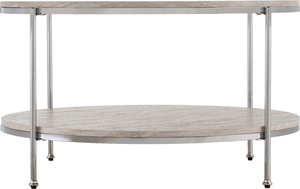 Silas Round Faux Stone Cocktail Table   Transitional   Coffee Tables   by HedgeApple  Houzz