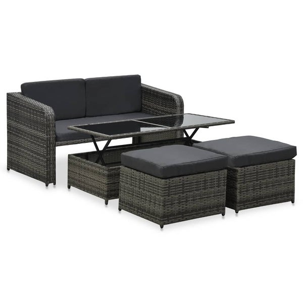 4 Piece Patio Lounge Set with Cushions Poly Rattan Anthracite - Overstock - 36041956