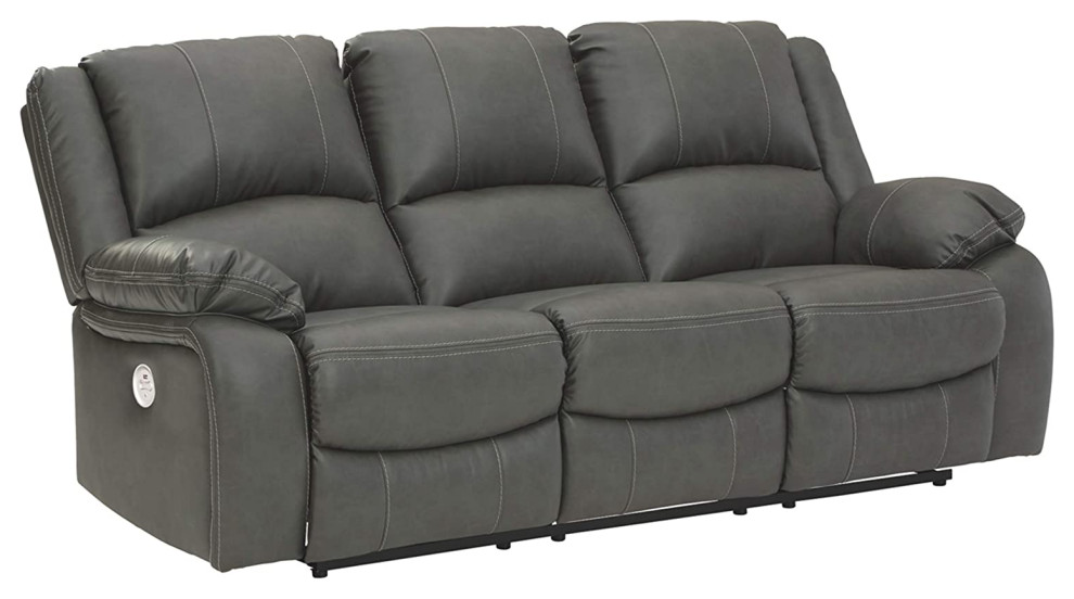 Comfortable Reclining Sofa  Padded Seat With Pillowed Arms  ampUSB Charging  Gray   Contemporary   Sofas   by Decor Love  Houzz