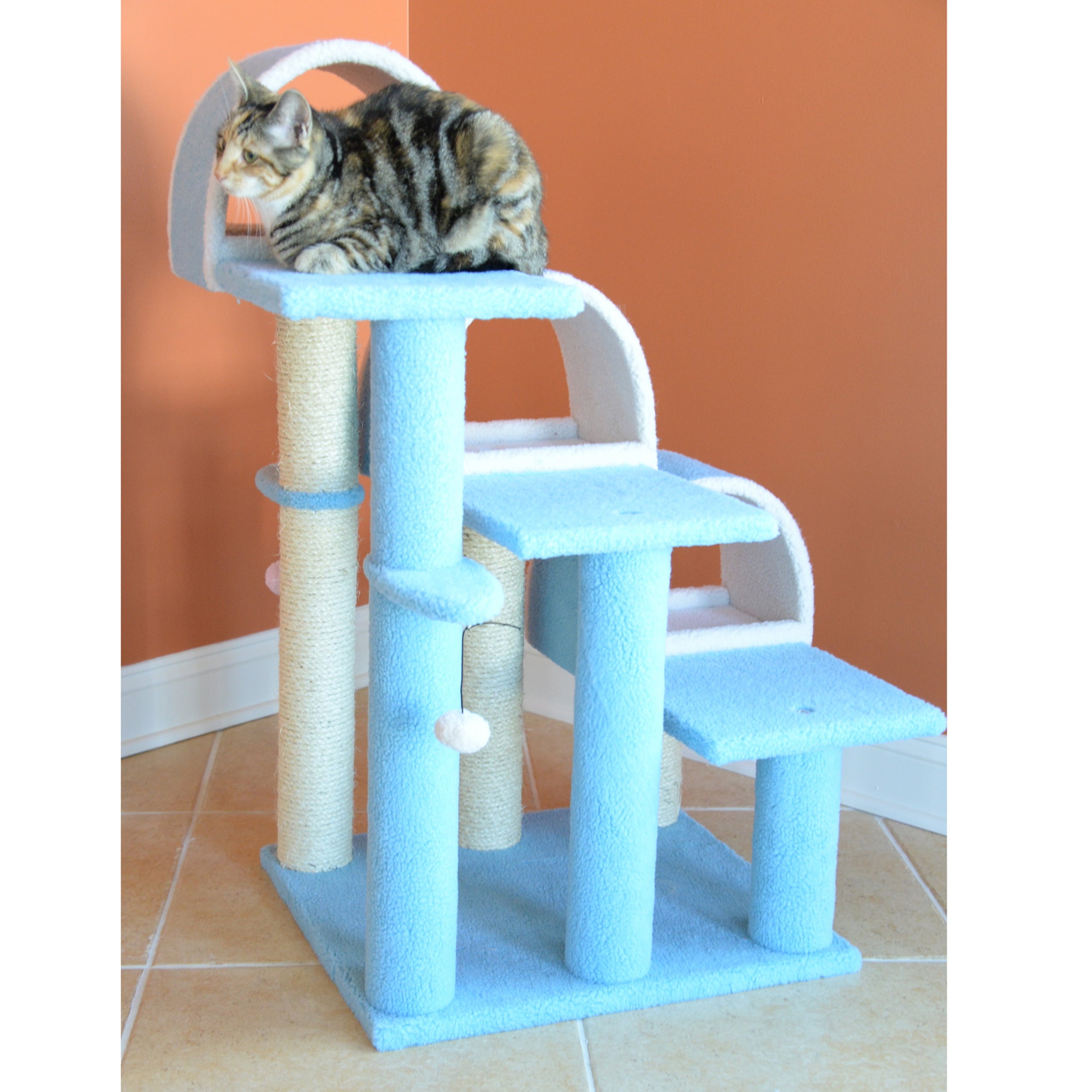 Armarkat Classic real wood Cat Tree Model B3803， 38 inch Sky Blue