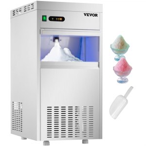 VEVOR 110V Commercial Snowflake Ice Maker 132LBS/24H， ETL Approved Food Grade Stainless Steel Flake Ice Machine Freestanding Flake Ice Maker for Seafood Restaurant， Water Filter and Spoon Included