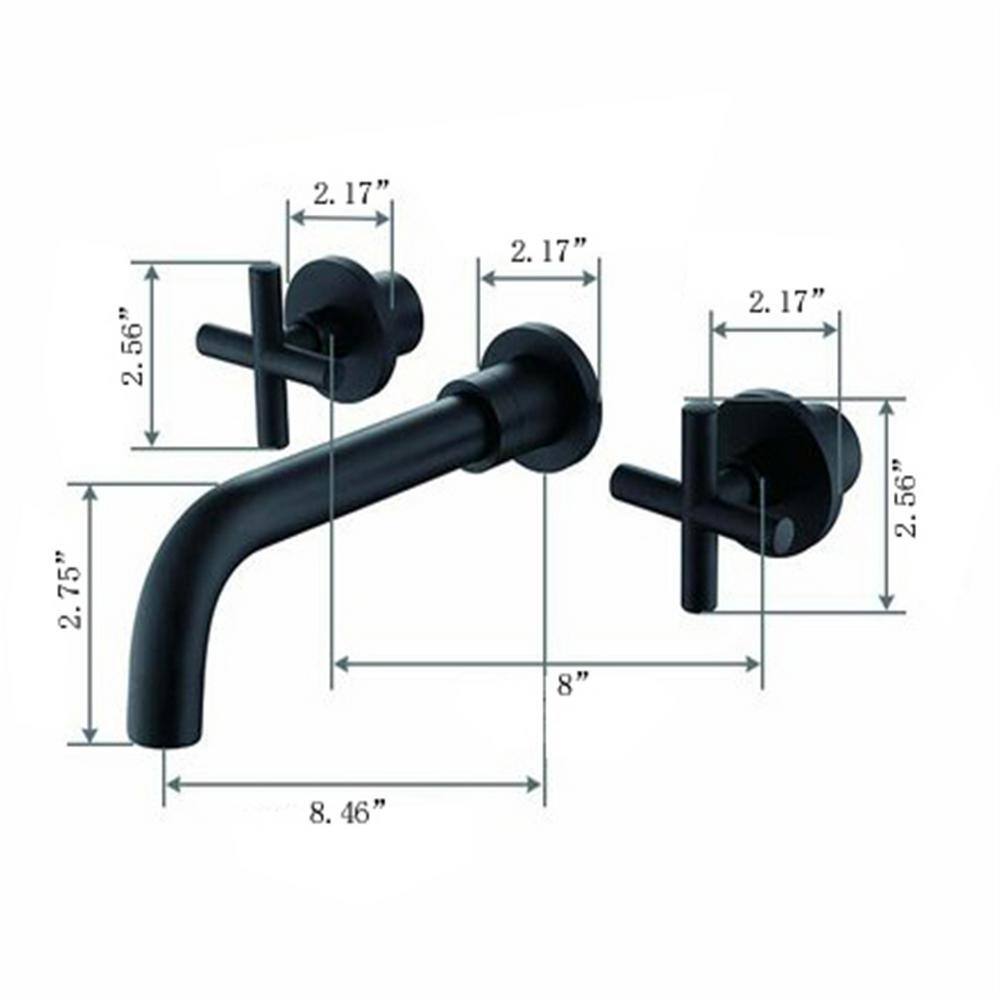 FORCLOVER 2-Handle Wall Mount Claw Foot Tub Faucet with Cross Handles in Matte Black GeYSWNK23