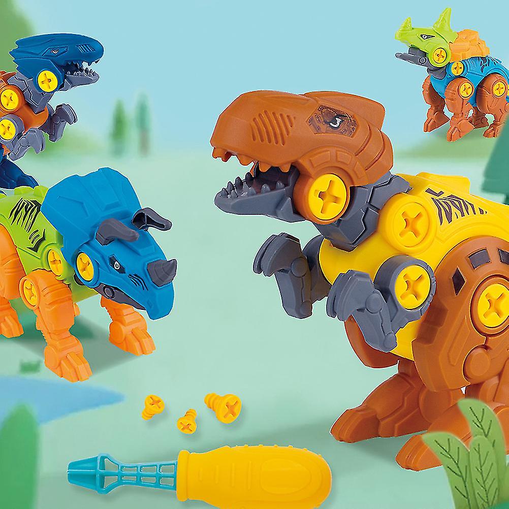 4pcs/set DIY Dinosaur Assembly Toy Disassembly Dinosaur Figures Model Kit Educational Construction Play Set for Kids