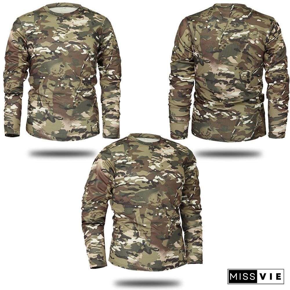 Men Long Sleeve Tactical Camouflage T-shirt camisa masculina Quick Dry Military Army shirt