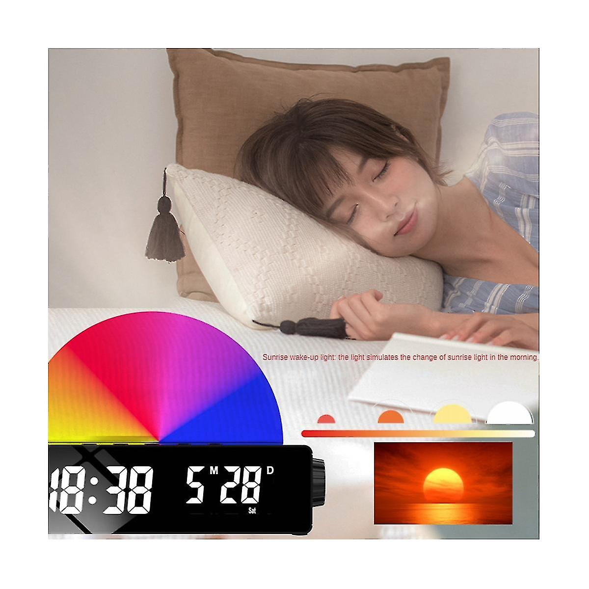 Sunrise ， Wake Up Light Dawn Simulator， Bedside Lamp Multi Color Night Light With Usb Charger， Blac