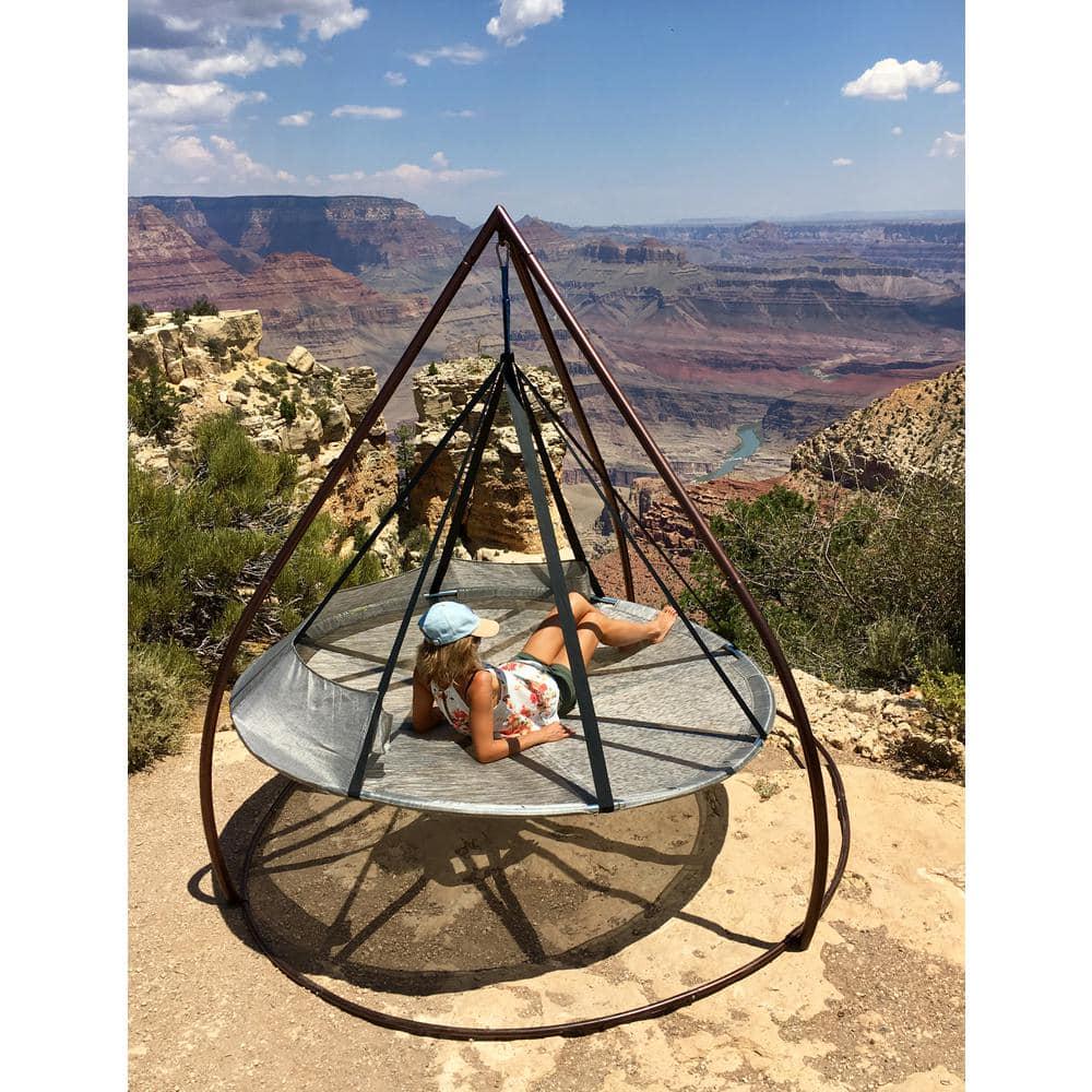 FlowerHouse Flying Saucer Set 95 in 2Person Seating Metal Hanging Patio Swing