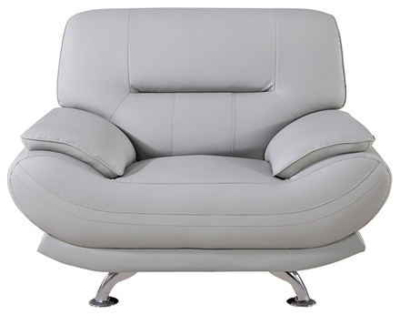 AE709 LG CHR Light Gray Color Chair with Faux Leather   Contemporary   Armchairs And Accent Chairs   by Homesquare  Houzz