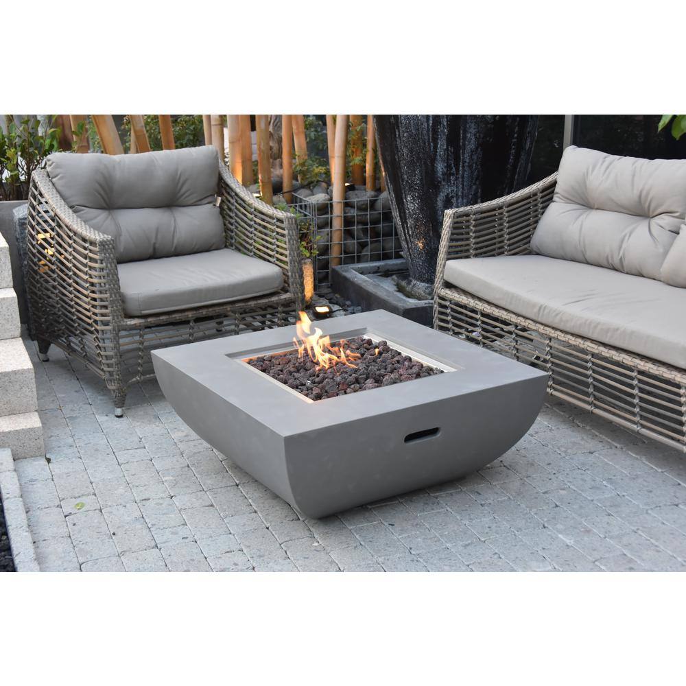 Modeno Westport 34 in. x 14 in. Square Concrete Natural Gas Fire Table in Light Gray OFG135-NG