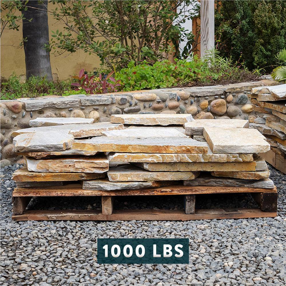 Southwest Boulder  Stone 12 in. x 12 in. x 2 in. 30 sq. ft. Autumn Flame Natural Flagstone for Landscape Gardens and Pathways 02-0184