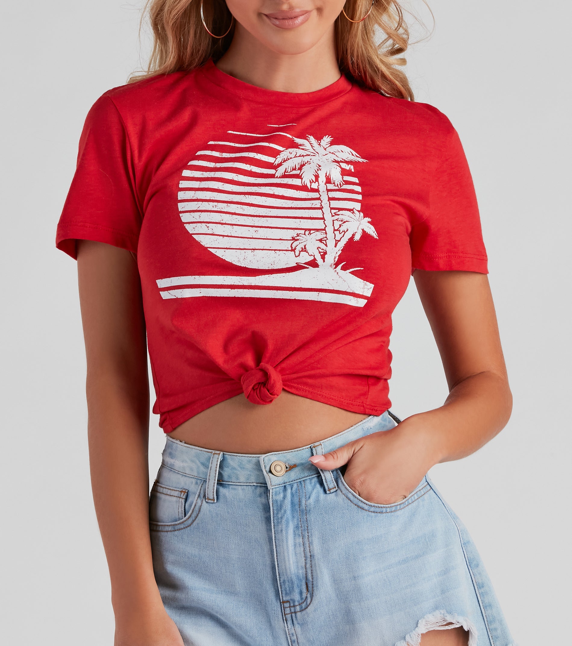 Sunset Paradise Graphic Knot Tee