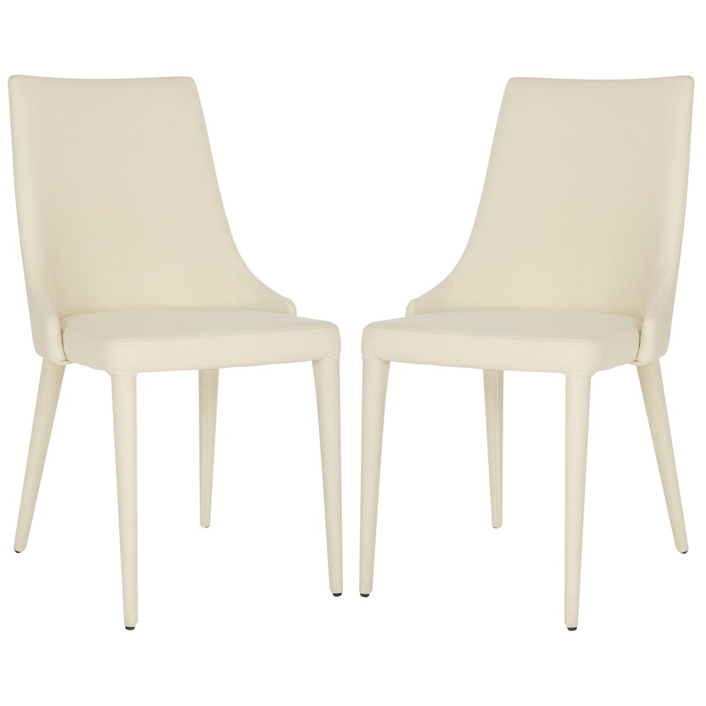 SAFAVIEH Dining Mid Century Modern Summerset Linen Beige Dining Chairs (Set of 2)