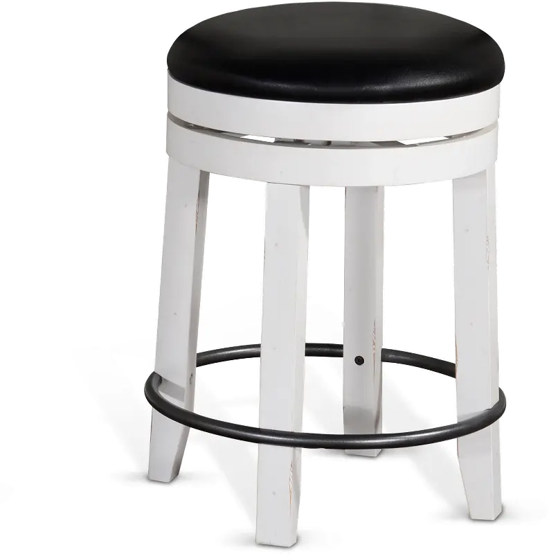 Bourbon County White and Black Swivel Counter Height Stool