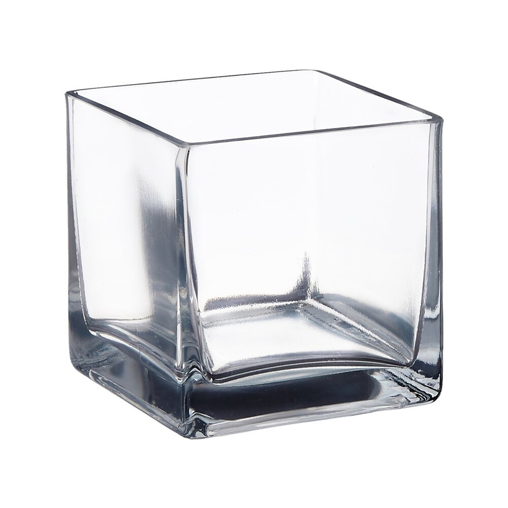 Enova Home Square Shape Clear Glass Vase For Home Garden Decoration