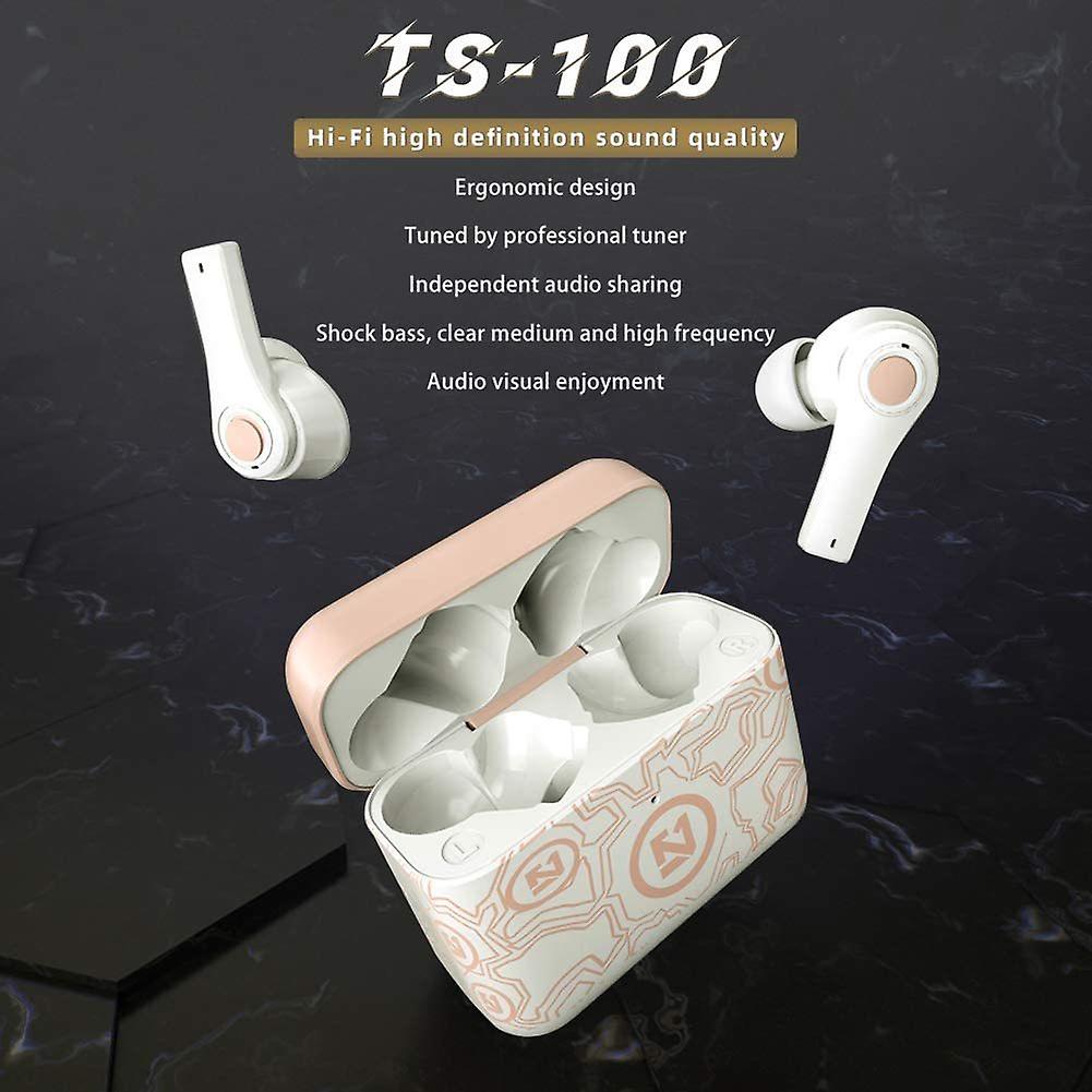 Wireless Earbuds，Bluetooth Earbuds with Charging Case Bass Sounds IPX4 Waterproof Sports Headphones with Mic(White)