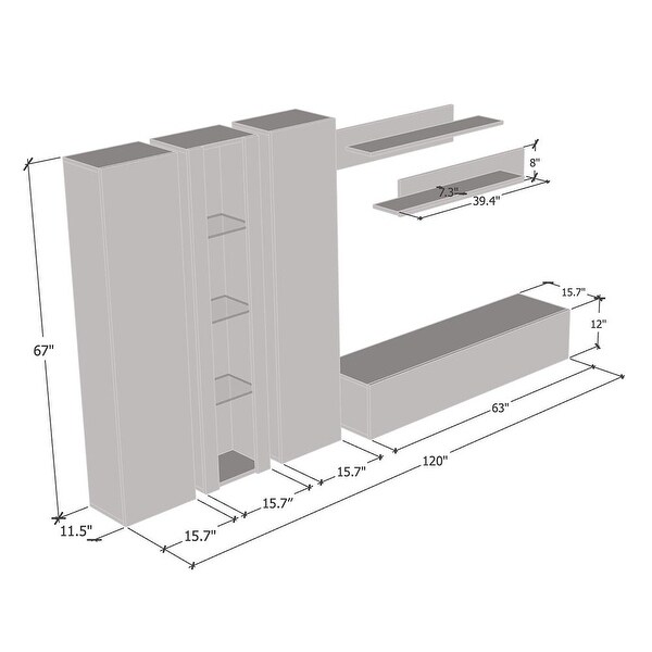 Fly C4 30TV Wall Mounted Floating Modern Entertainment Center