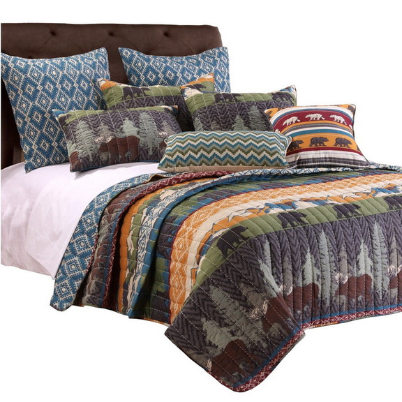 Benjara BM117684 5 Piece King Size Quilt Set with ...