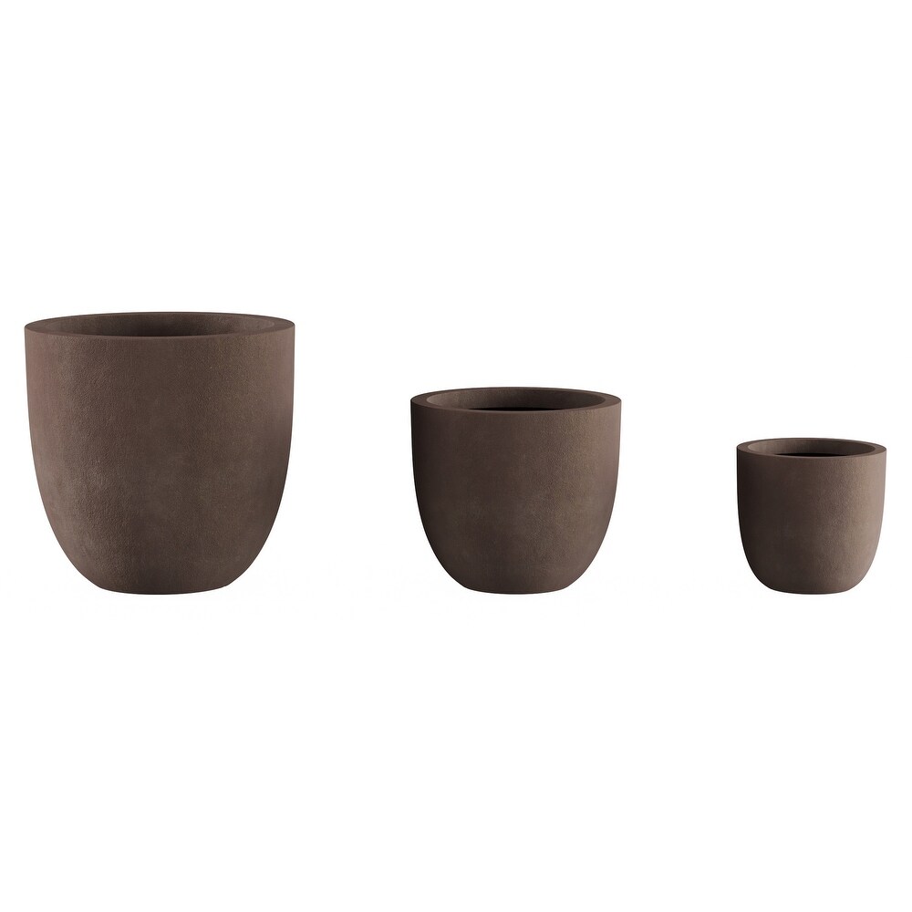 Fiber Clay Plant Pots �C Set of 3 Modern Tapered Indoor/Outdoor Planters with Drainage Holes by Pure Garden