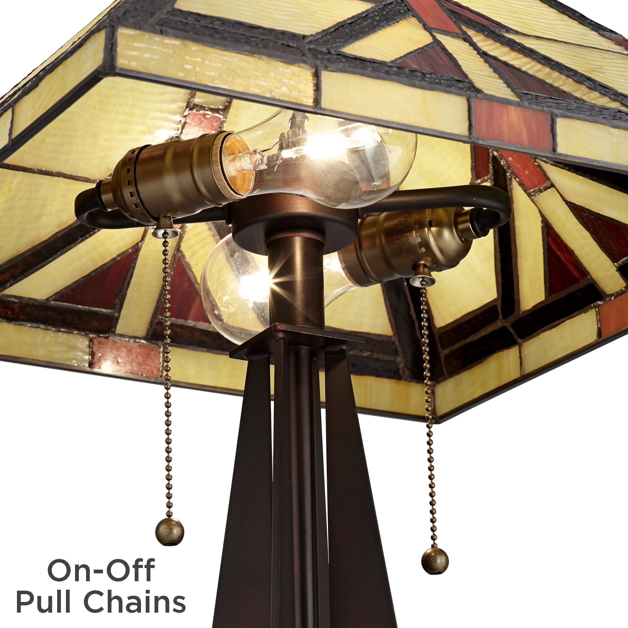 Robert Louis  Rustic Accent Table Lamp 23.75" High Bronze Stained Art Glass Shade for Living Room Bedroom Bedside Nightstand Office