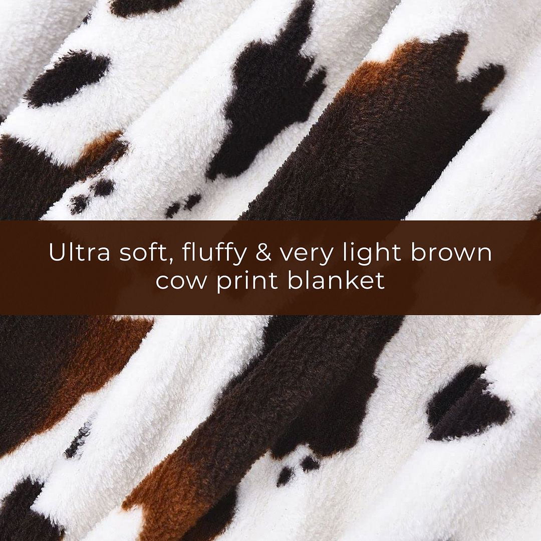 Shop LC Homesmart Brown Cow Print Throw Blanket Warm and Cozy Coral Fleece Animal Print