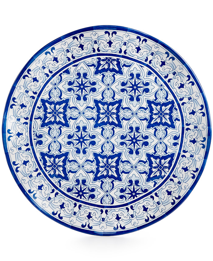 Q Squared Talavera Azul Collection Melamine 16 Serving Platter