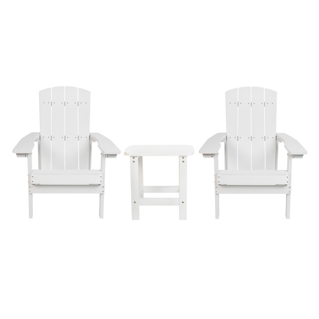 Merrick Lane Set Of 2 All weather Adirondack Patio Chairs With Matching Side Table