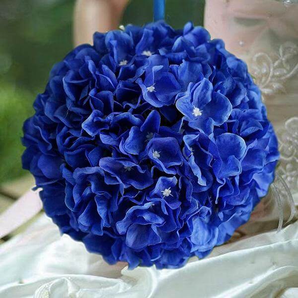 4 Pack Royal Blue Artificial Silk Hydrangea Kissing Flower Balls 7