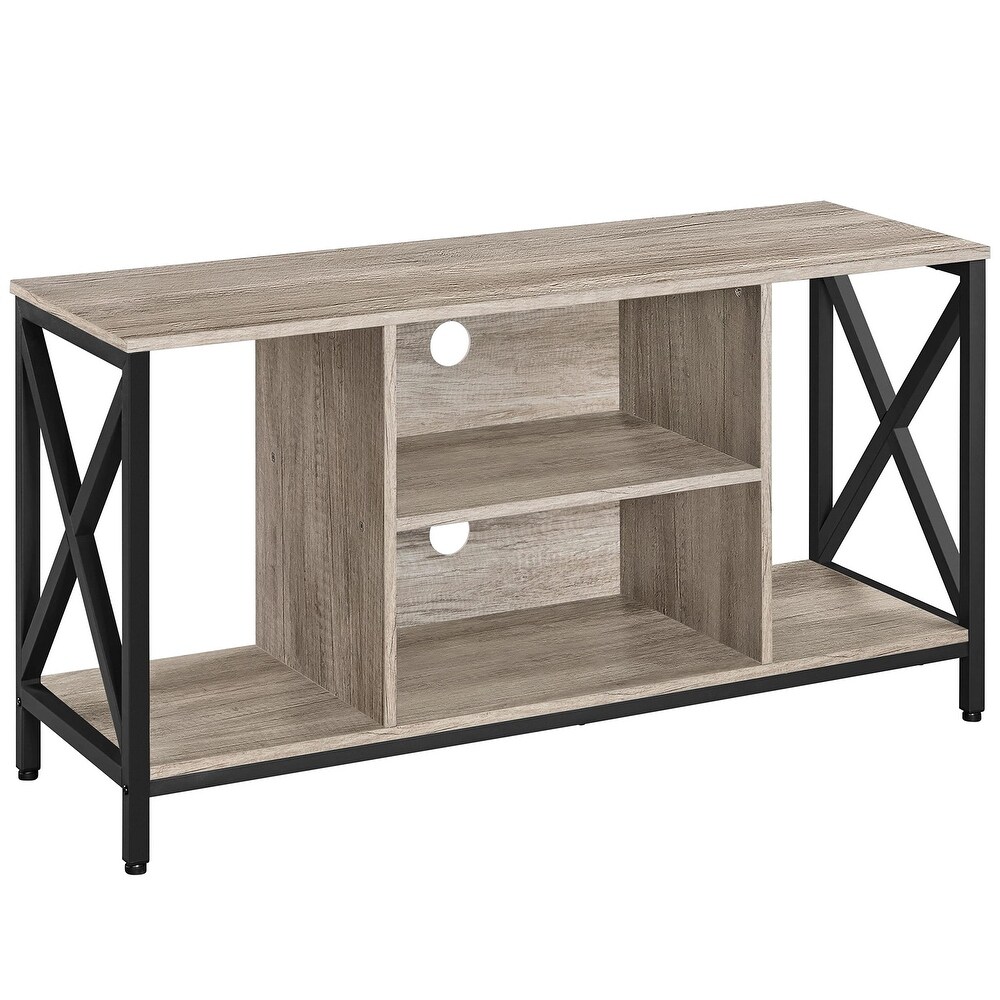 TV Stand for 55 Inch TV  Entertainment Center Media Console Table with Open Storage  Wood Modern Furniture  Gray