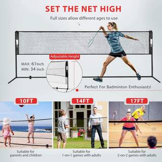 VIVOHOME Portable 10 ft. H Adjustable Outdoor Badminton Net Set with Stand and Carry Bag X002ESNYT1