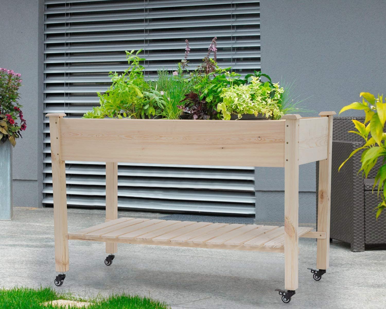 FDW Outdoor patio removable wooden garden box with legs patio raised bed gardening planter box