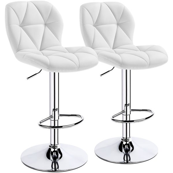 Yaheetech Adjustable Faux Leather Swivel Armless Bar Stool， Set of 2