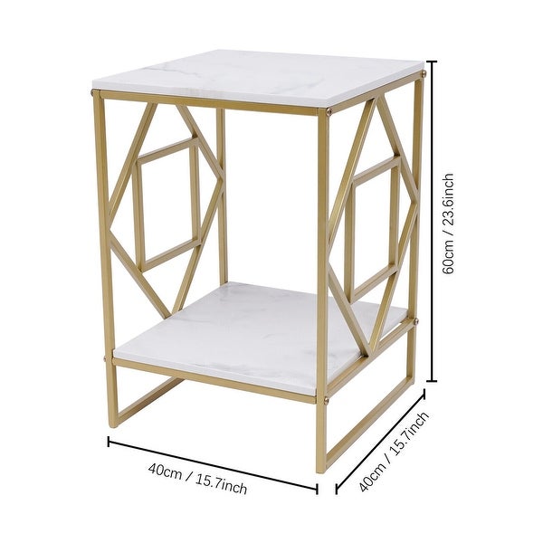 2-Tier Versatile Bedside Tables Metal Frame Side Tables