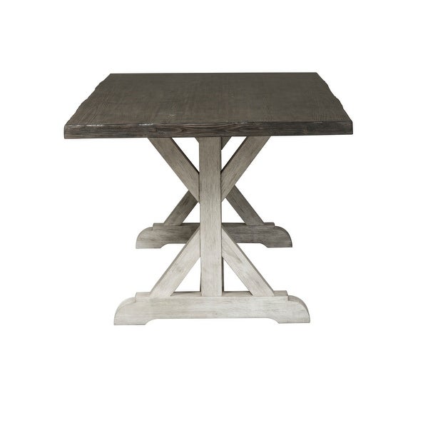 Willowrun Rustic White Weathered Gray Trestle Table