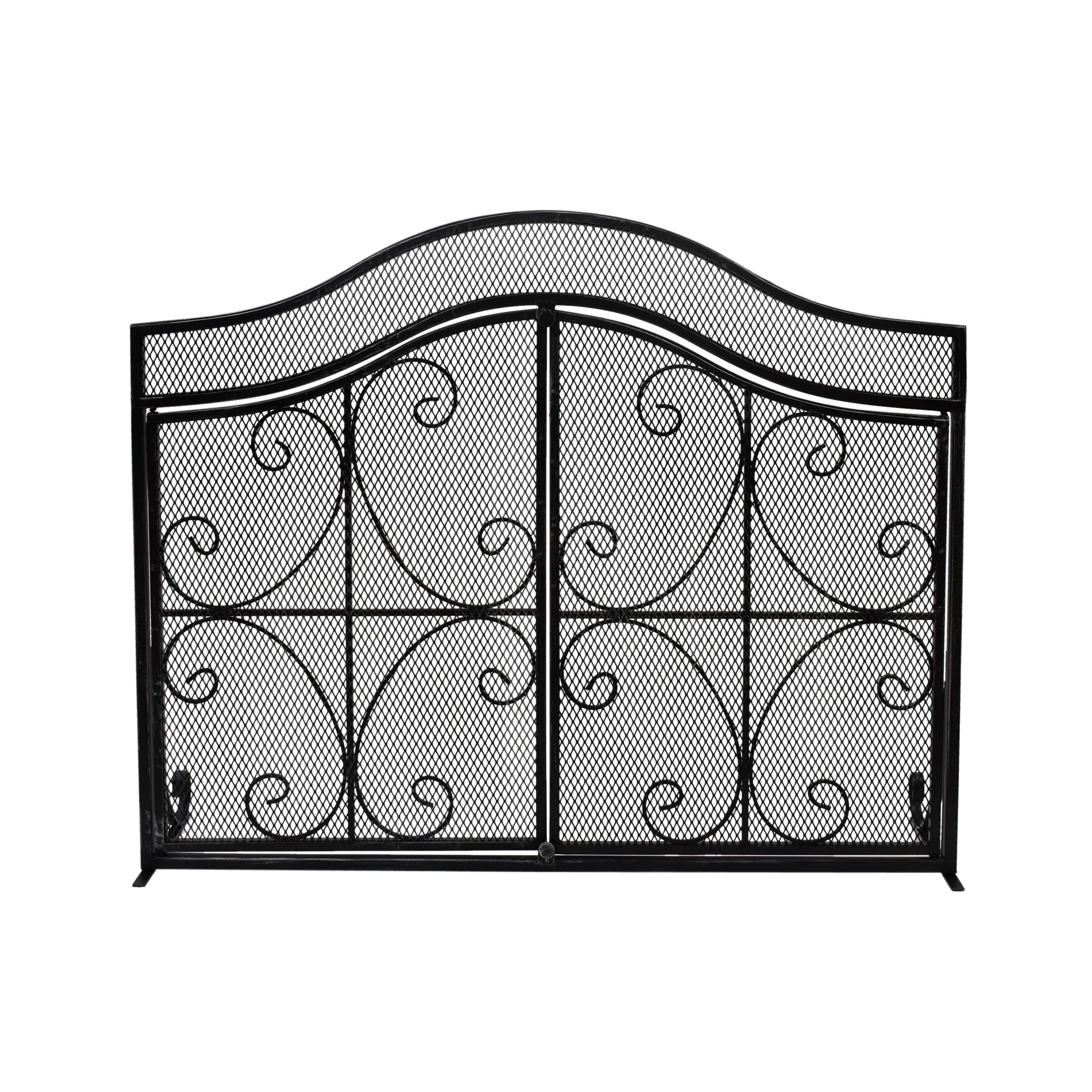 Gary Modern Three Panel Iron Firescreen with Door