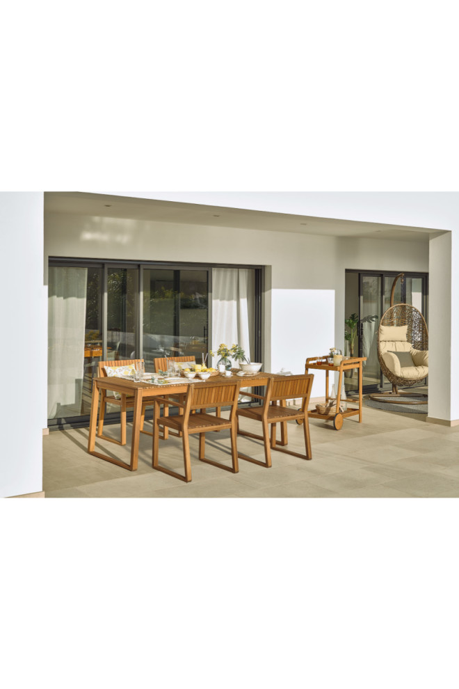 Solid Acacia Garden Armchairs (2)  La Forma Emili   Transitional   Outdoor Dining Chairs   by Oroa   Eichholtz Furniture  Houzz