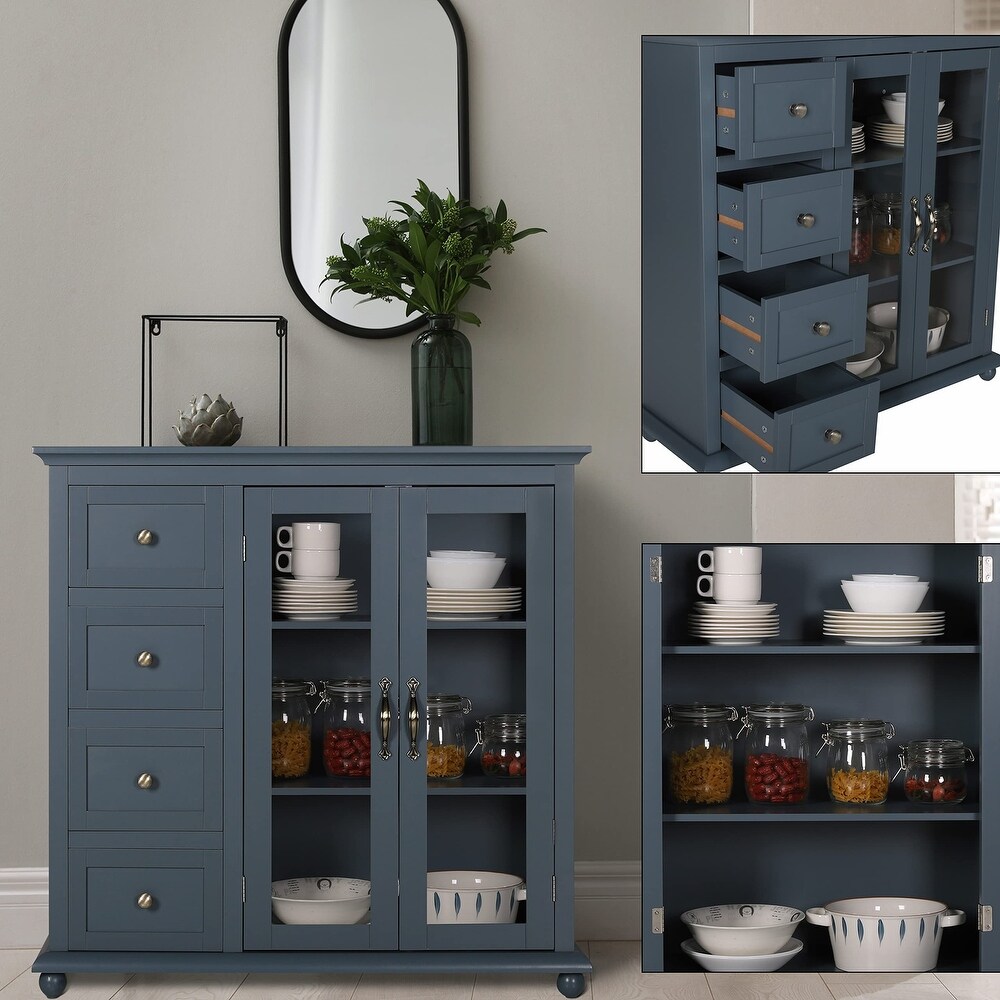 Sideboards and Buffets Storage Cabinet  Buffet Cabinet with Drawers   Doors  Freestanding Cupboard Buffet Server Console Table