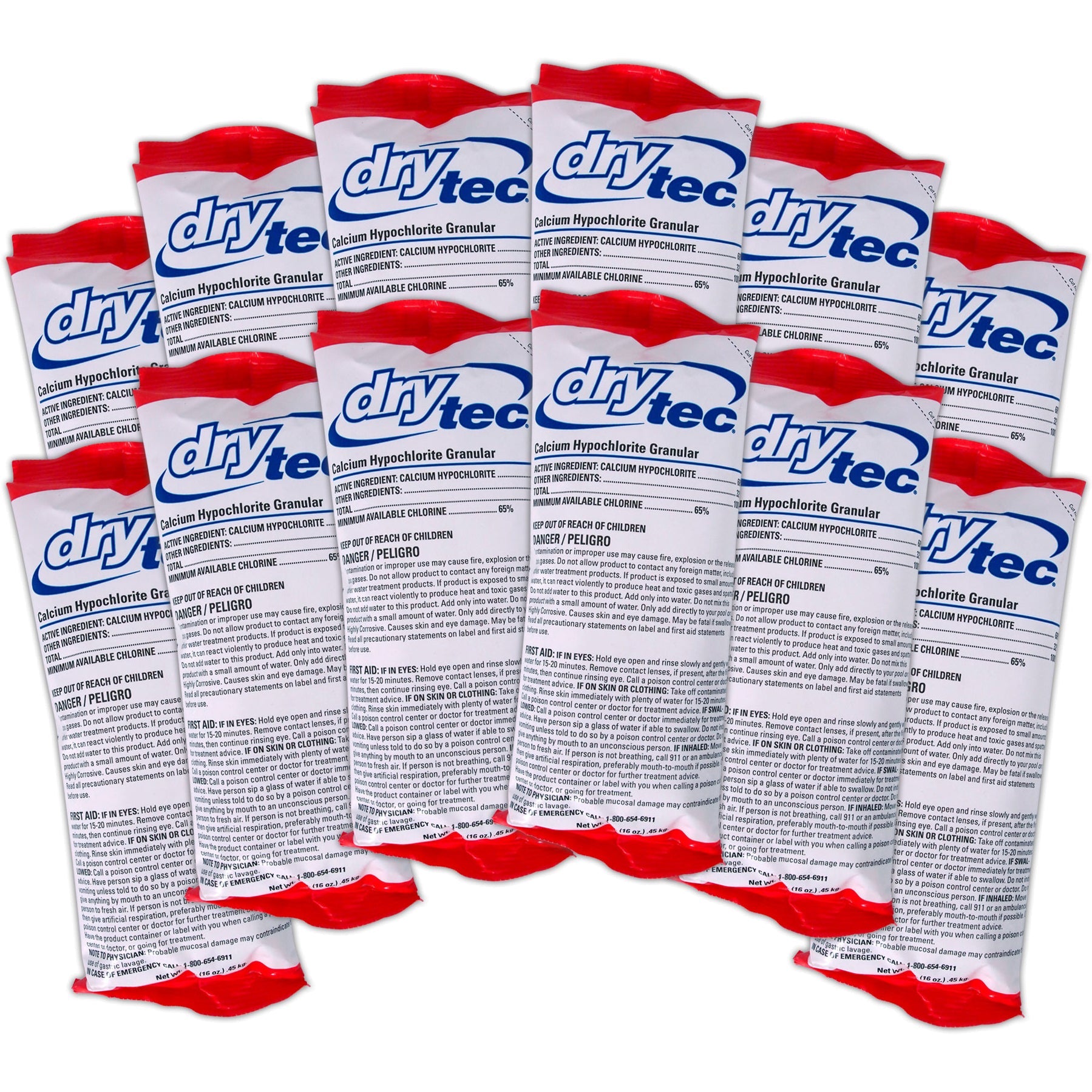 Dry Tec 68% Calcium Hypochlorite Chlorinating Shock Treatment for Swimming Pools, 12 Pack