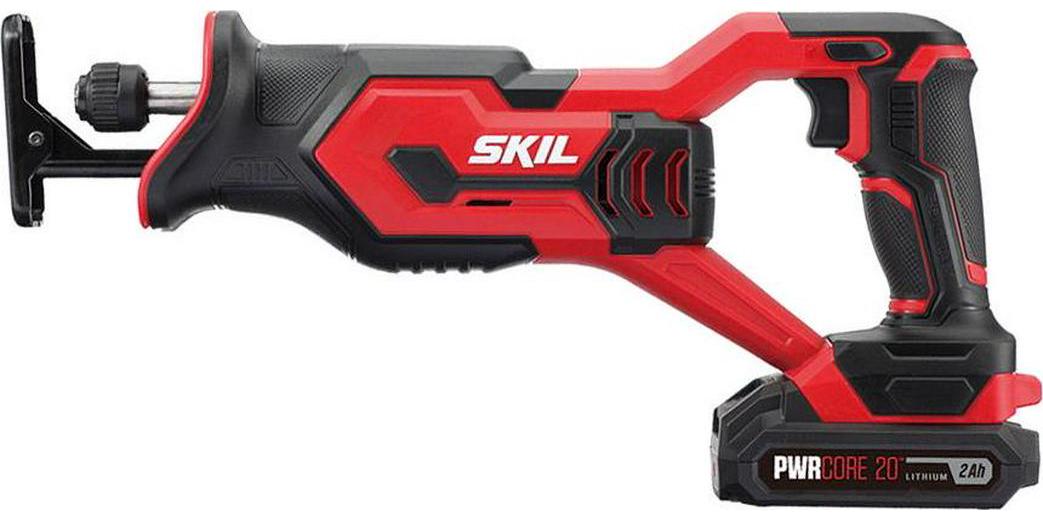 SKIL PWR CORE 20a c Cordless 20V Reciprocating Saw w/ LED Light， 2.0Ah Lithium Battery and Charger， RS582902