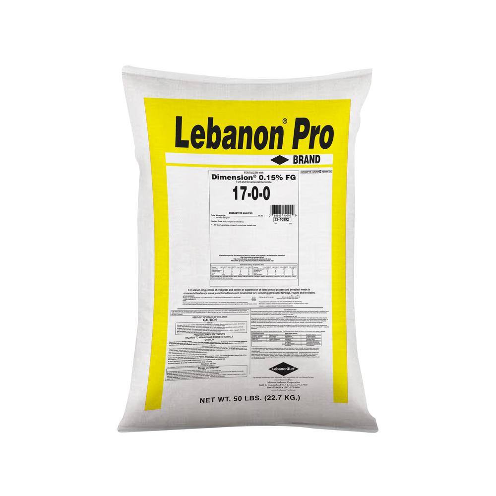 Lebanon Pro 50 lbs. Fertilizer with Dimension 0.15 FG Turf and Ornamental Herbicide 17-0-0 (45-Bags774000 sq. ft.Pallet) 2242213